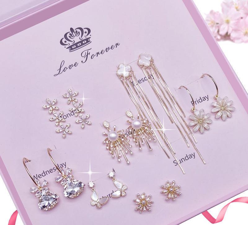 Fashionable Girls' Long Earrings Set High-end Temperament