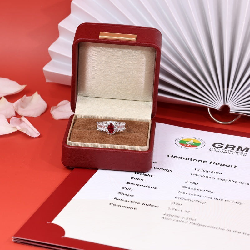 Vintage Ruby Red Silver Ring