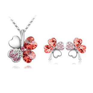 Lucky Clover Crystal Necklace Set