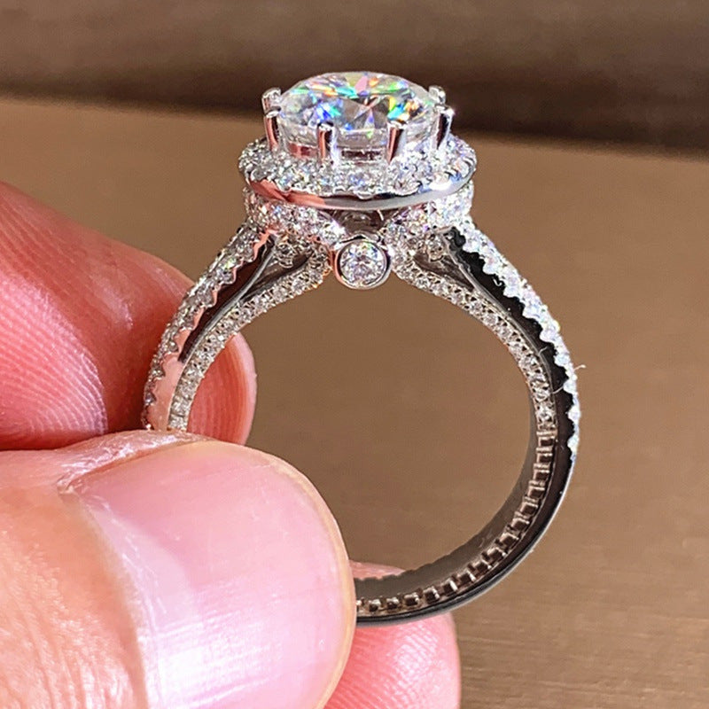 Zircon Inlay Silver Ring