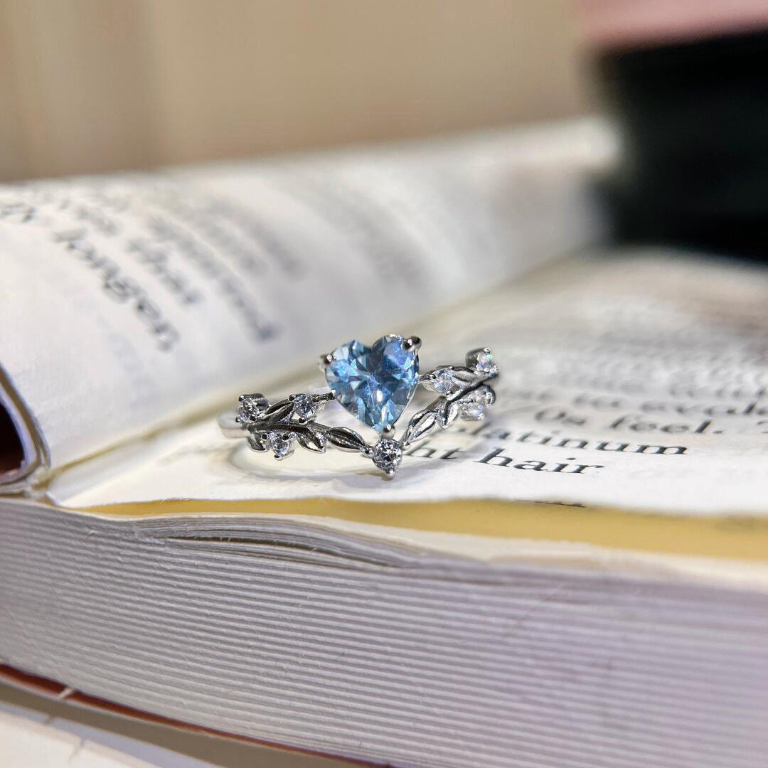 Silver Heart Zircon Open Ring