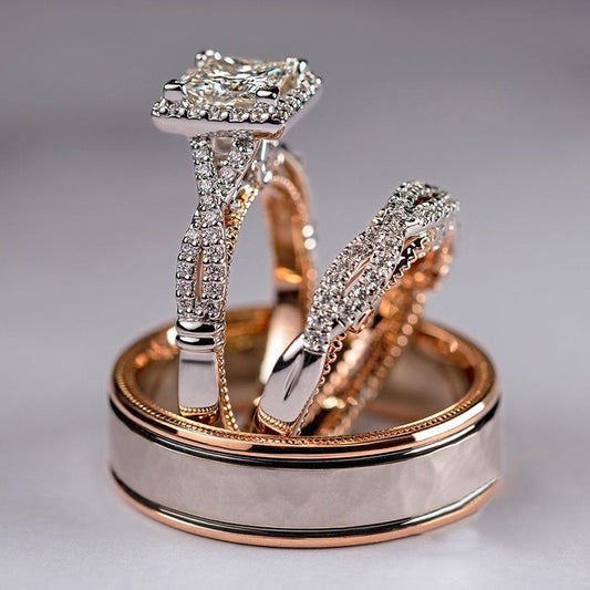 Green Zircon Rose Gold Ring Set