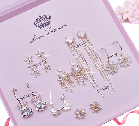 Fashionable Girls' Long Earrings Set High-end Temperament