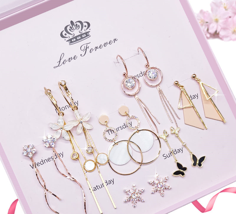 Fashionable Girls' Long Earrings Set High-end Temperament