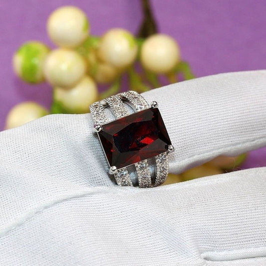 Garnet red zircon skeleton ring