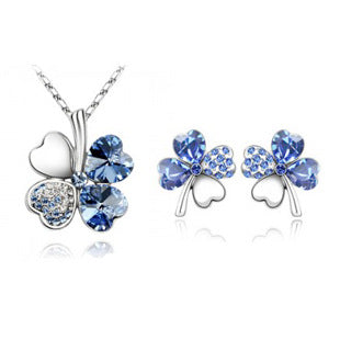 Lucky Clover Crystal Necklace Set