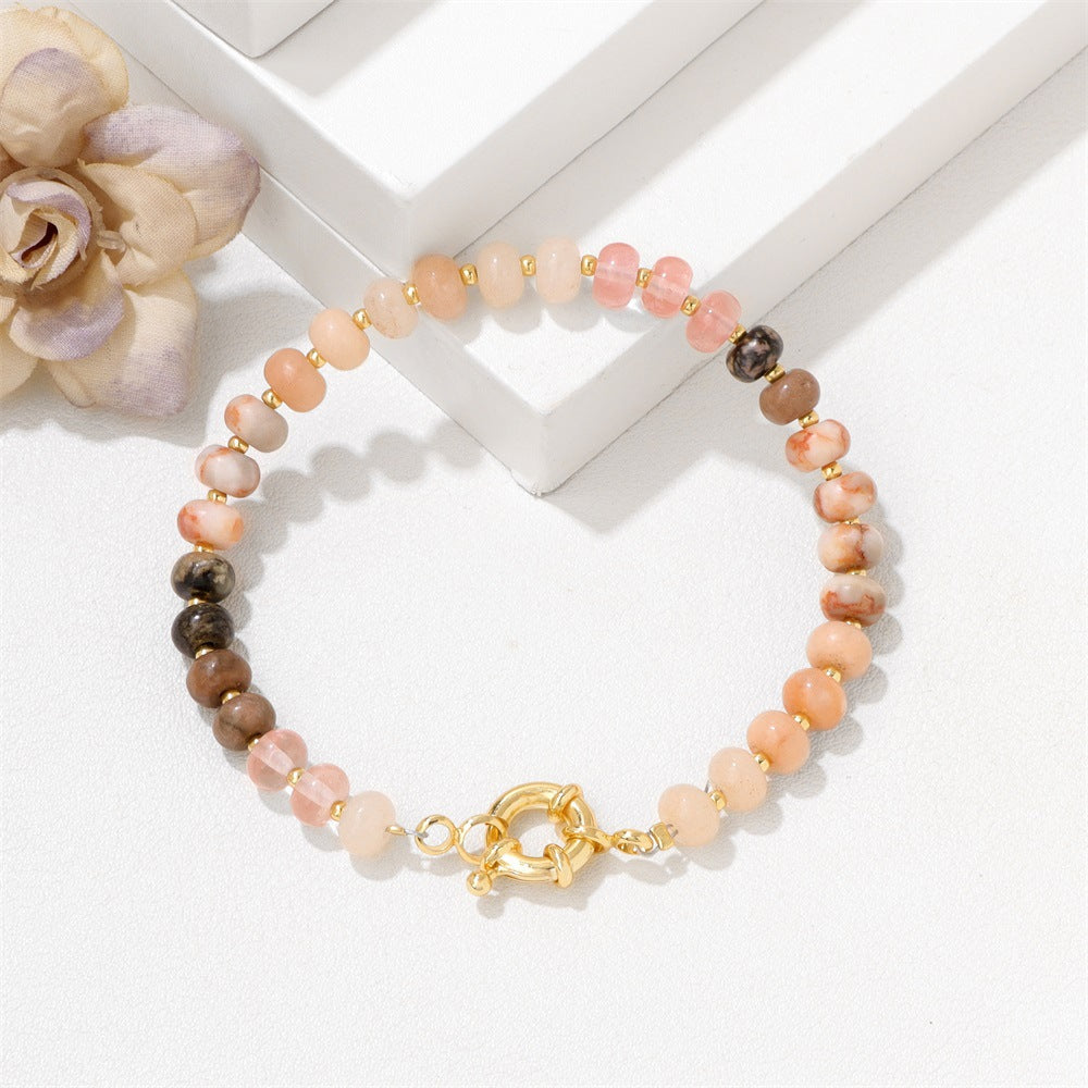 Wheel Stone Bead Bracelet Women