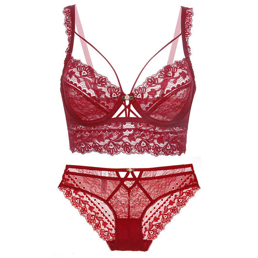 Elegant Red Lace Valentine Lingerie Set For Women