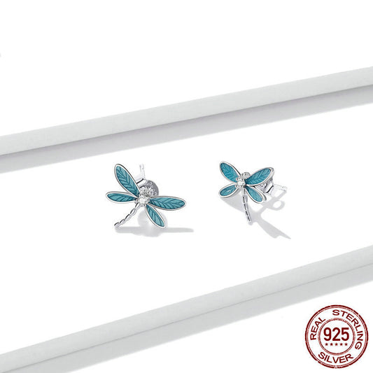 S925 Earrings European and American Girls Zircon Drop Oil Earrings