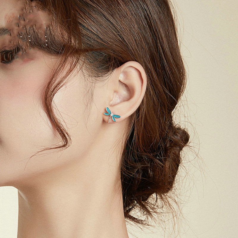S925 Earrings European and American Girls Zircon Drop Oil Earrings