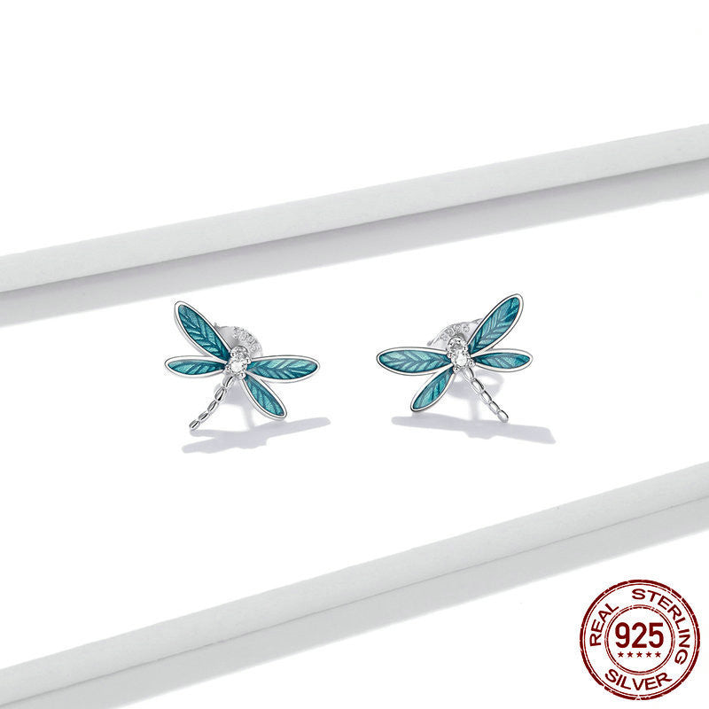 S925 Earrings European and American Girls Zircon Drop Oil Earrings