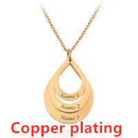 Customized 3 Water Droplet Engraving Name Stainless Steel Jewelry Pendant Necklaces For Women Personalized Gift
