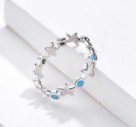 Sterling Silver Starfish Ring Platinum Ring