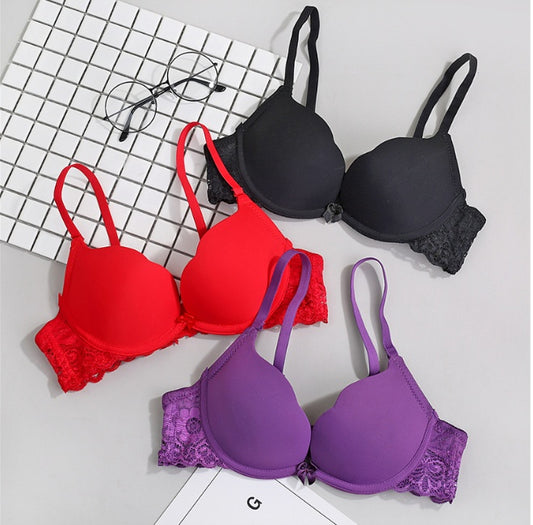 Super Push Up Girl Lace Thickening Small Chest Adjusting Student Bra