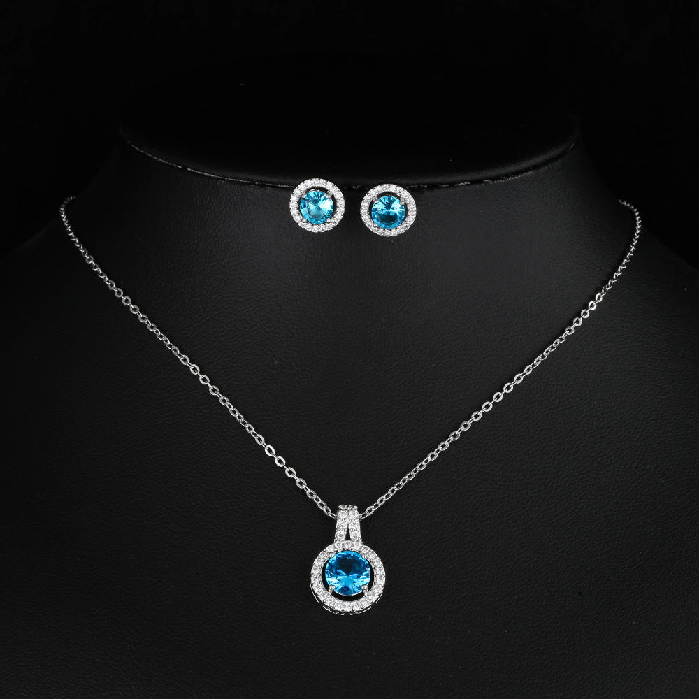 Double Layer Zircon Disc Necklace