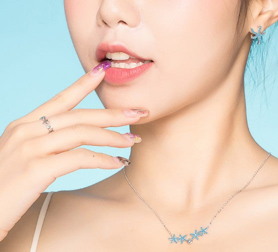 Sterling Silver Starfish Ring Platinum Ring