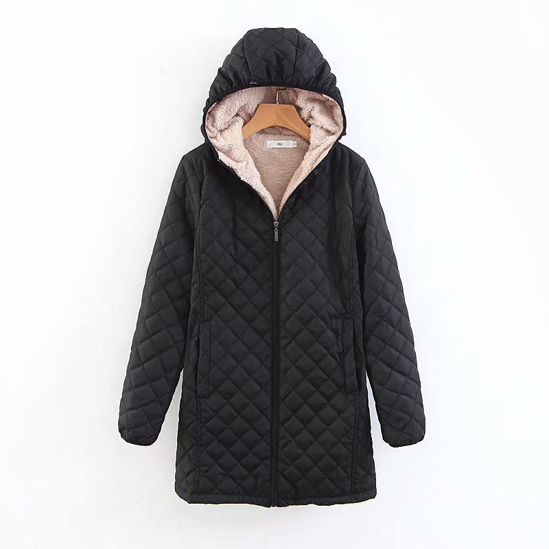 Plus-size Fleece-lined Padded Lambswool Puffer Jacket