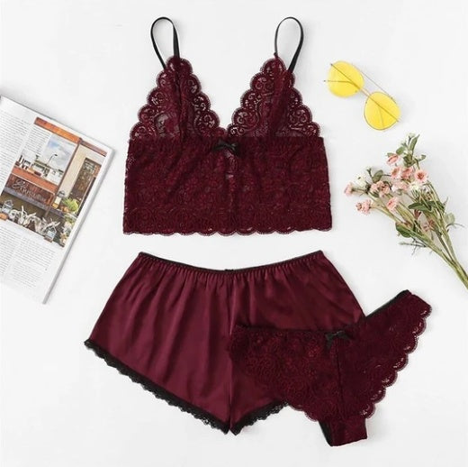 Soft Satin Lace Sleepwear Set