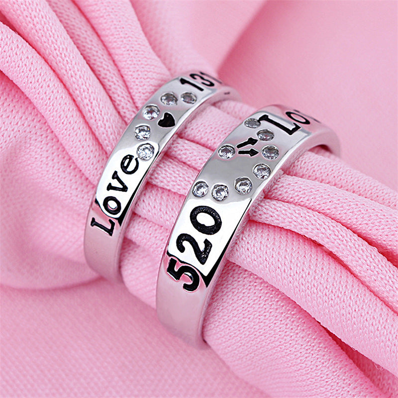 Creative Silver Diamond Couple Rings Romantic Matching Jewelry for Lovers