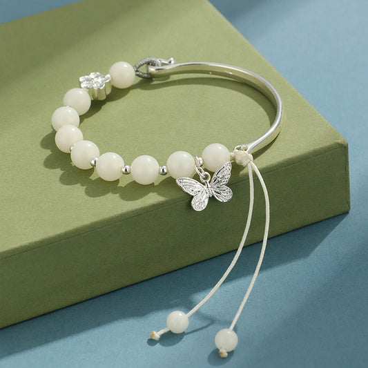 White Bodhi Copper Alloy Half Bracelet Beaded Bracelet For Women