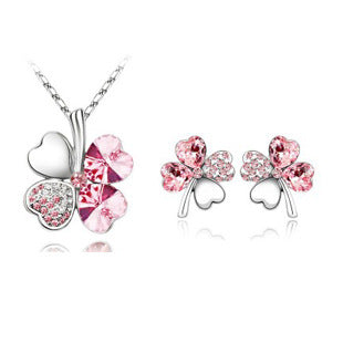 Lucky Clover Crystal Necklace Set