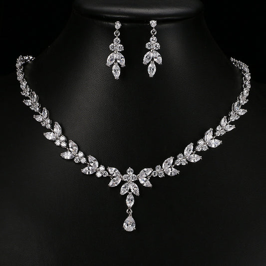 Simple White Bride Zircon Set Women
