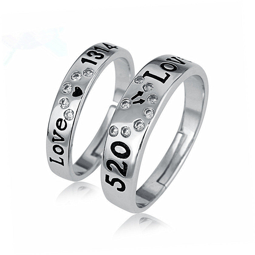 Creative Silver Diamond Couple Rings Romantic Matching Jewelry for Lovers