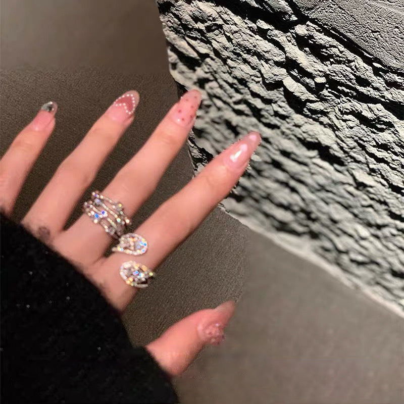 Cool Style Diamond Light Luxury Rings Fashionable Silver Jewelry for Everyday Wear