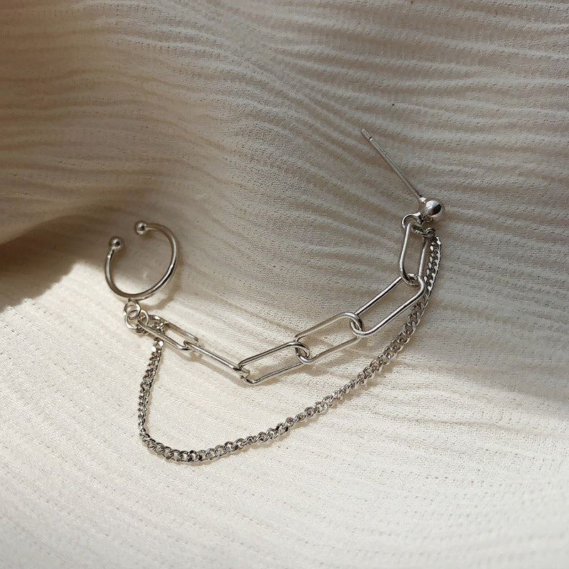 Girls Versatile Personality One Piece Chain Stud Earrings