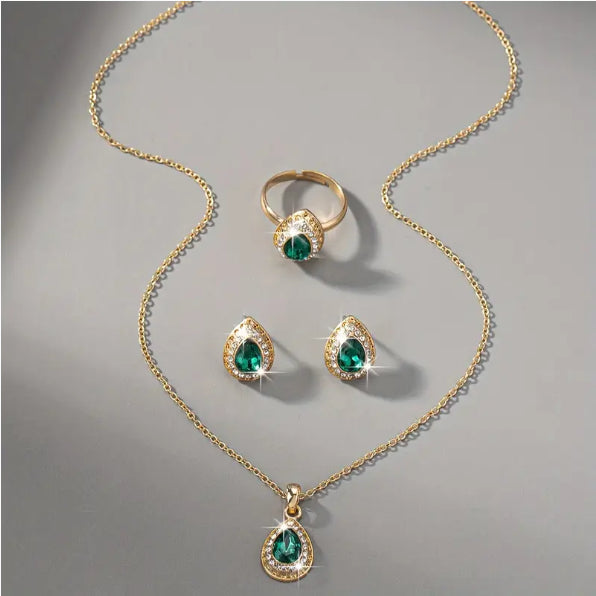Waterdrop Gem Four Piece Jewelry Set