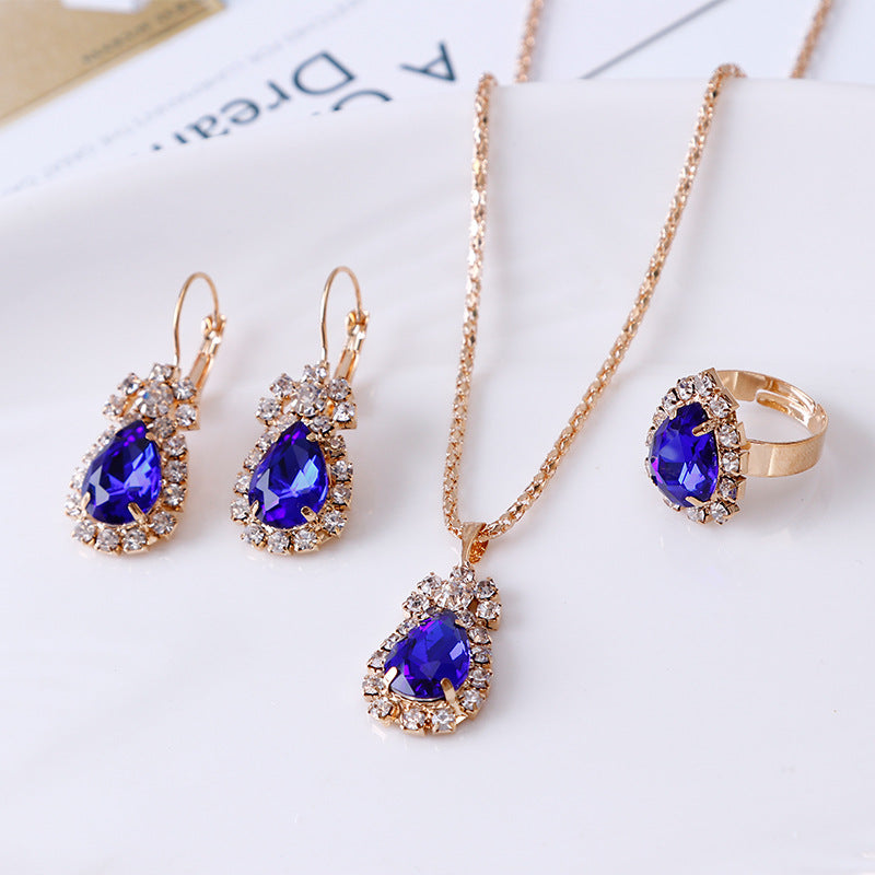 Waterdrop Rhinestone Jewelry Gift Set