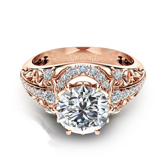 14K Rose Gold Micro Diamond Ring Luxury Women’s Engagement Style Jewelry