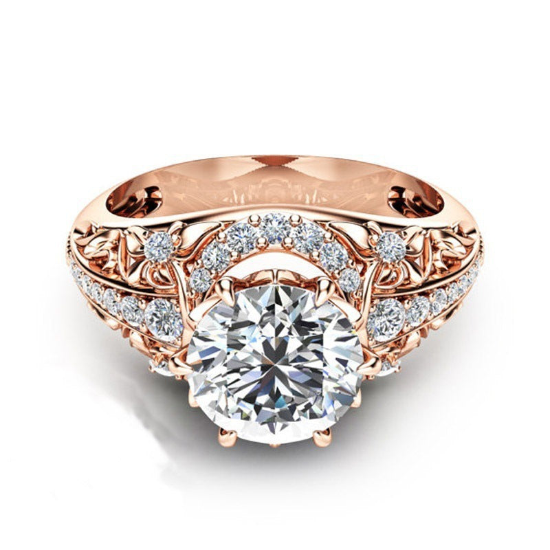 14K Rose Gold Micro Diamond Ring Luxury Women’s Engagement Style Jewelry
