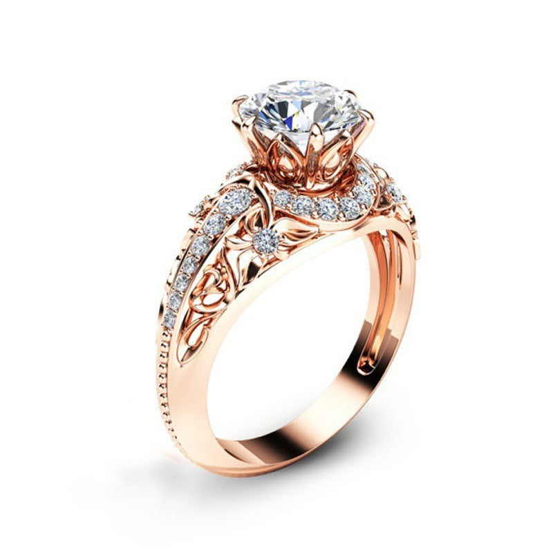 14K Rose Gold Micro Diamond Ring Luxury Women’s Engagement Style Jewelry