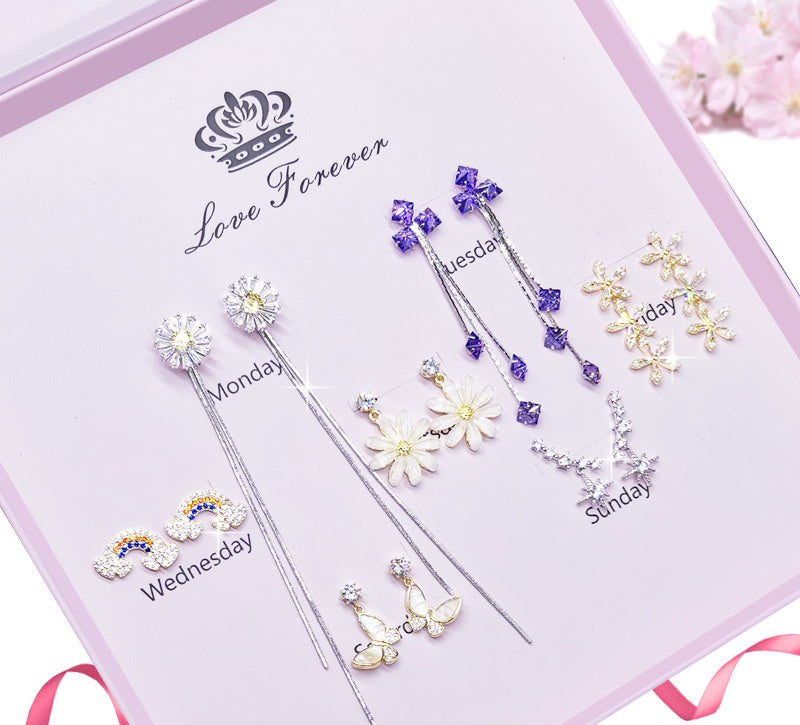 Fashionable Girls' Long Earrings Set High-end Temperament