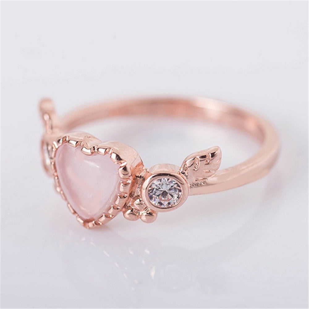 Women's heart-shaped wings ring