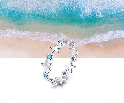 Sterling Silver Starfish Ring Platinum Ring