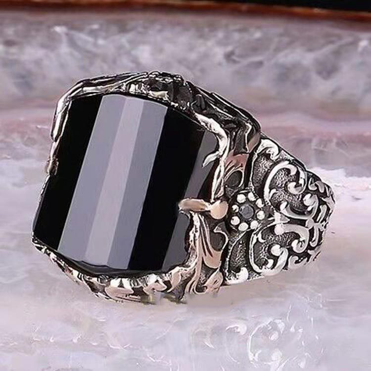 Black Vintage Punk Silver Ring