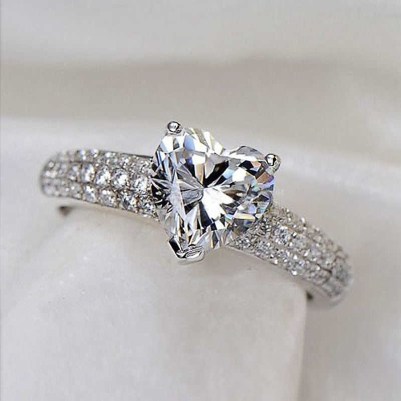 Heart-shaped Ring Zircon Ring Women's Jewelry