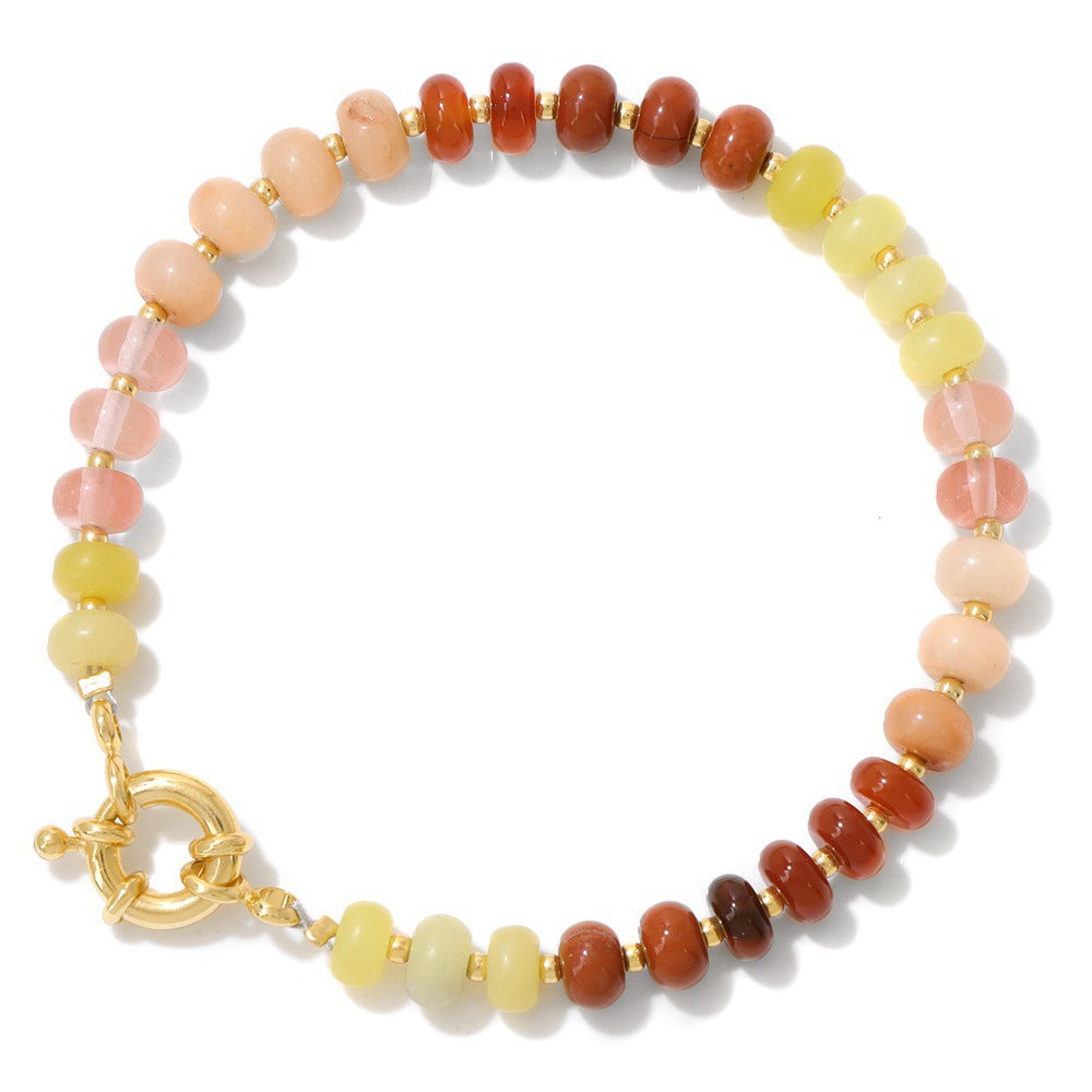 Wheel Stone Bead Bracelet Women