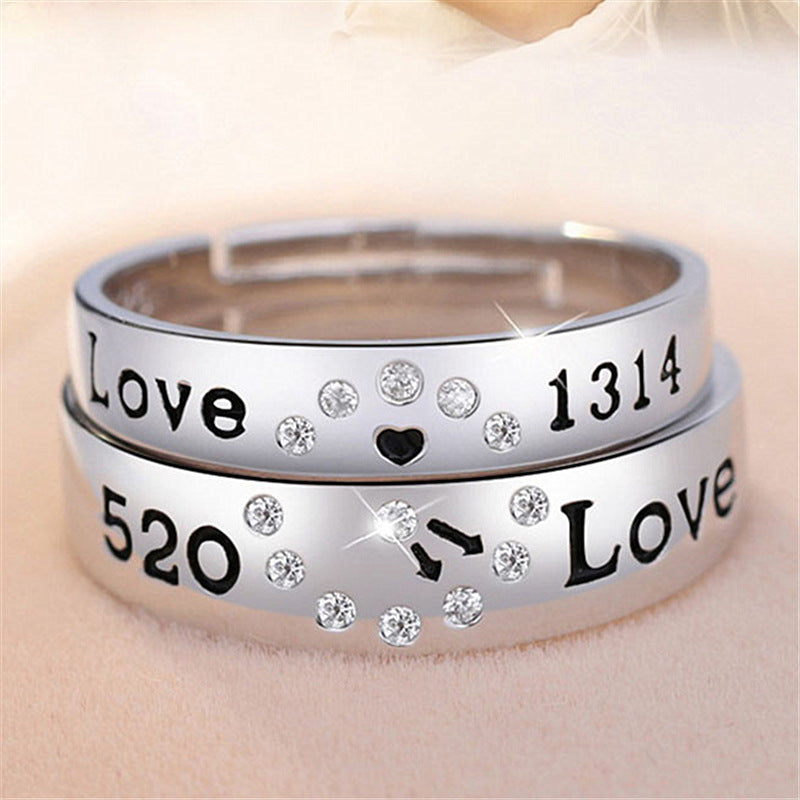 Creative Silver Diamond Couple Rings Romantic Matching Jewelry for Lovers