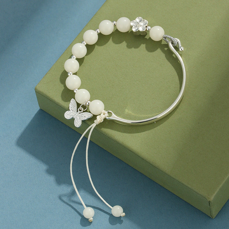 White Bodhi Copper Alloy Half Bracelet Beaded Bracelet For Women