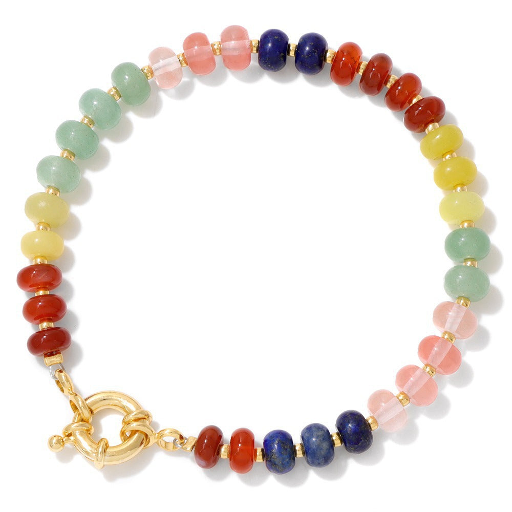 Wheel Stone Bead Bracelet Women