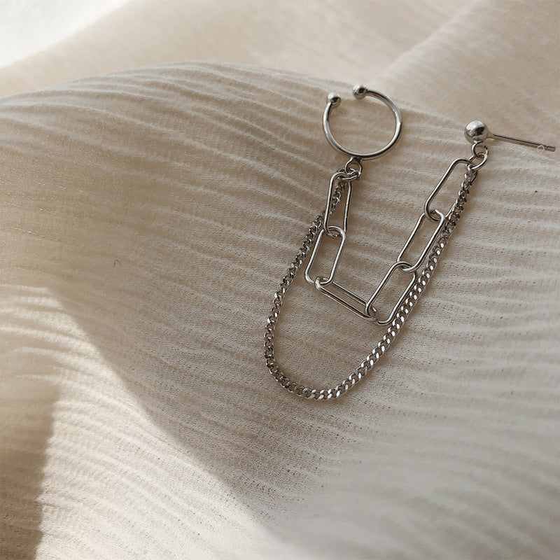 Girls Versatile Personality One Piece Chain Stud Earrings