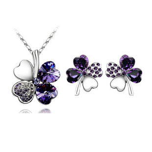 Lucky Clover Crystal Necklace Set