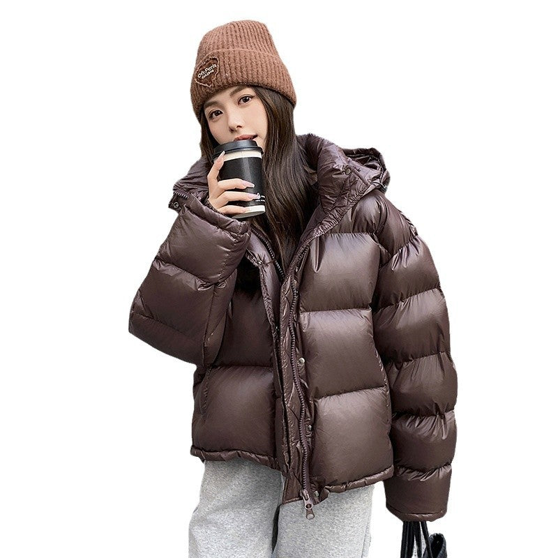 Maillard Bread Brown Short Puffer Jacket For Women