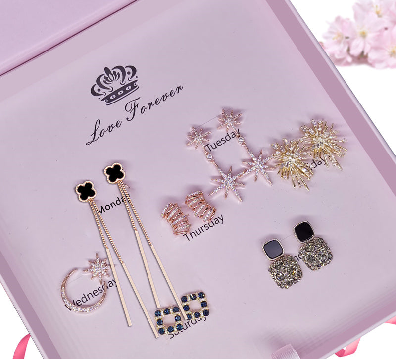 Fashionable Girls' Long Earrings Set High-end Temperament