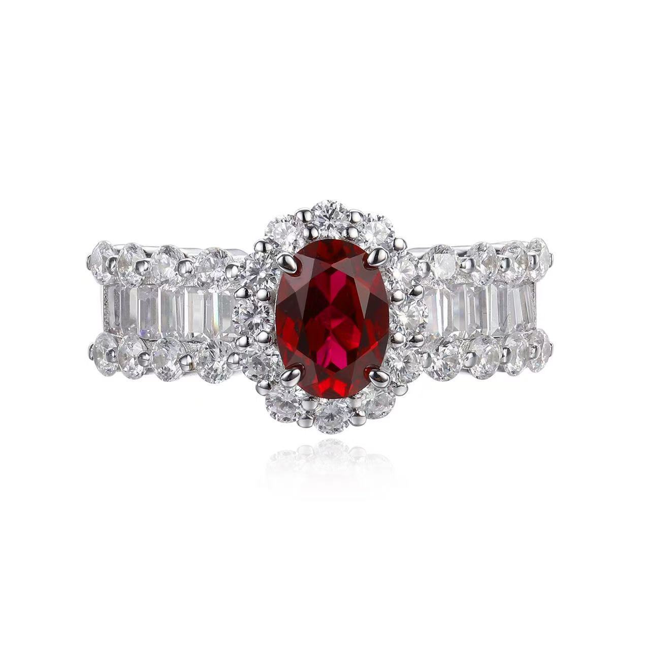 Vintage Ruby Red Silver Ring