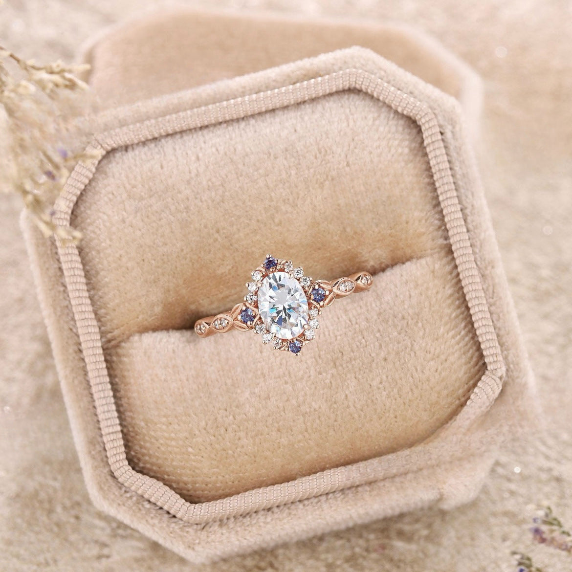 Rose Gold Flower Zircon Ring