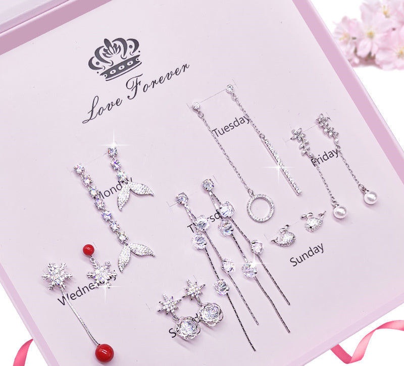 Fashionable Girls' Long Earrings Set High-end Temperament